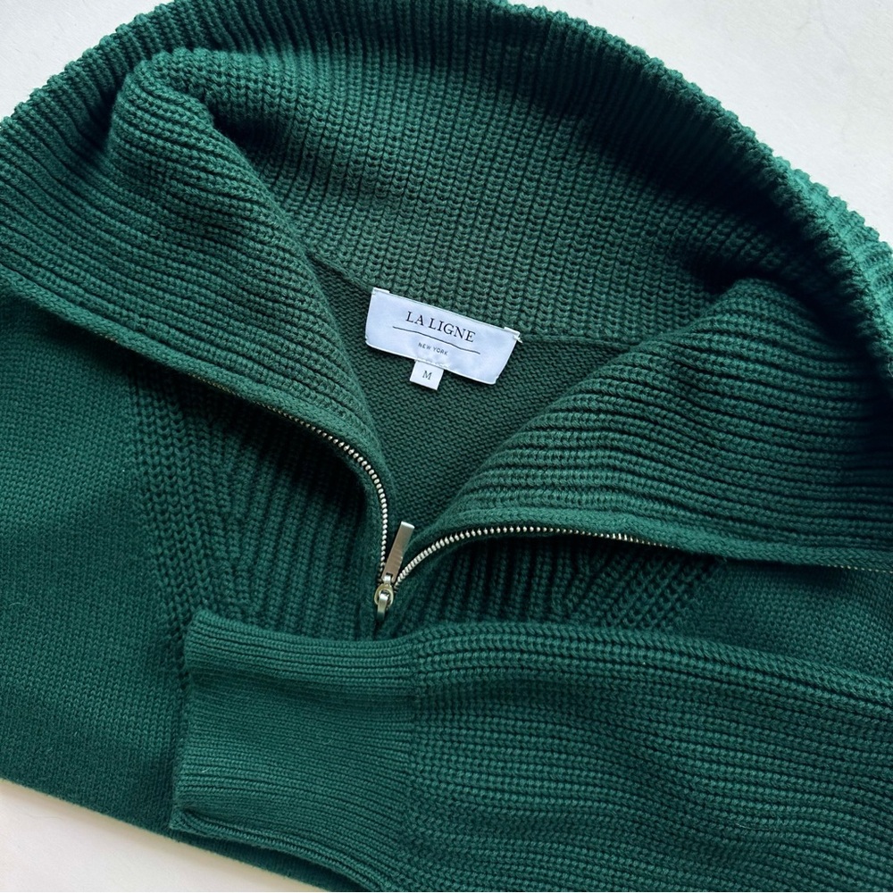 La Ligne Dark Green Half-Zip Sweater